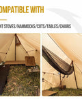 Interior of Hot Tent With Stove Jack For Four Season Hammock Camping Gear 3000mm Waterproof Shelter with hammock and cot setup