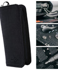 Portable Titanium 33-in-1 Screwdriver Set With 500D Cordura Waterproof Pouch, close-up of YKK zipper and water resistance.