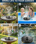 Solar Fountain For Bird Bath 2026 Upgrade 1.4W Solar Power Water Pump With Seven Nozzles in garden, pool, bird bath, pond