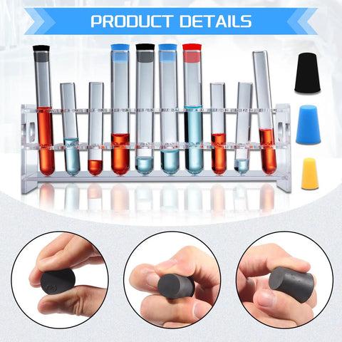 Premium JTAREA 16 Value Kit With Tapered Rubber Stopper Assortment And Colorful Silicone Plugs For Lab Flasks Chemistry Experiments Wear Resistant Solid Seals Not Easy To Deform Durable Stoppers, rubber and silicone lab stoppers