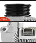Detailed view of Beefy 95 Amp 12V 6 Groove CW Alternator Replacement For Ford F Series F150 F350 Explorer E150 Econoline Club Wagon E250 Ranger Mazda B2300 Mercury Tracer 12V 95A High Output Auto Part, showing pulley and connector.