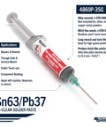 Leaded Solder Paste 63/37 No Clean Flux Excellent Wettability All In One 35 G Pneumatic Dispenser With Plunger And Dispensing Tip