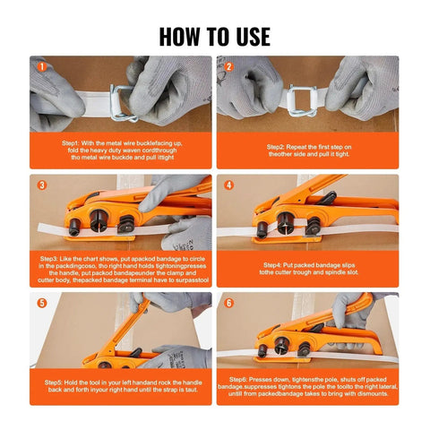 Step-by-step guide on using Heavy Duty Manual Strapping Machine Kit For PP Tape Packing Pliers With 100 Metal Seals.