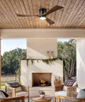Neojoyoenix 52" Flush Mount Solid Wood Blades Ceiling Fan with Lights Remote Control,Quiet DC Motor, 6 Speed,Reversible for Patio Living Room.