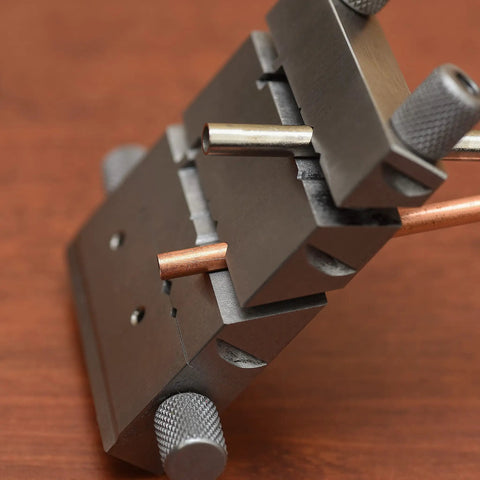 Swiss Style Miter Cutting Vise Jig Forged From Hardened Steel Measures Three Point Seven Five Inches To Bang Out Sharp Forty Sixty And Ninety Degree Bends On Wire And Tubing While Serving As A Rock Strong Filing Vise For Your Daily Metalworking Grind