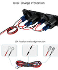 Back view of 4 In 1 Marine Switch Panel For Boat And Truck with wiring and 10A fuse for overload protection