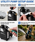 Heavy Duty Cast Iron Water Transfer Pump 115V 1/2HP 1500 GPH Portable Electric Utility Pump setup guide with steps and tools.