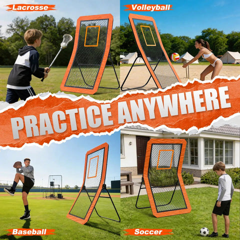 Backyard Lacrosse Rebounder Net 4 By 7 Ft Adjustable With Five Angles And Target Stripe, Durable Multi Sport Practice Tool