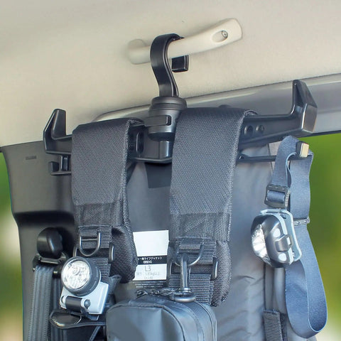 Heavy Duty Tactical Gear Hanger For Vest And Body Armor With 360 Degree Rotatable Hook I Beam Design showing outdoor gear