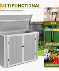 41 Cu Ft Horizontal Outdoor Storage Shed Weatherproof Resin With Thickened Floor, Gas Spring, Lockable Doors for multi-use
