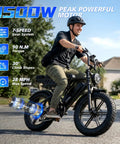Adult Electric Bike, 750W Motor 1500W Peak Power, rider on bike with 7-speed gearing and powerful hub motor.