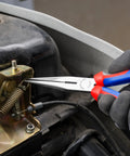 Long Nose Pliers With Cutter Eight Inch Heavy Duty Multi Component Multi Color Set With Color Coded Comfort Handles in use