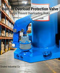 Built-in overload protection valve on heavy duty hydraulic toe jack with 5 ton toe capacity and 10 ton top capacity industrial grade 2 in 1 lifting tool.