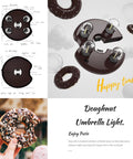 Donut Design Patio Umbrella Light With LED Edison Bulbs Cordless Battery Powered Pole Light for outdoor decor.