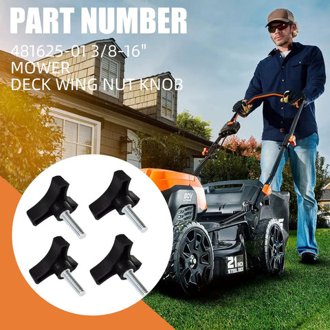 Heavy Duty Deck Wing Nut Knob For Three Eighths Inch Sixteen UNC Threads Replacement Four Pack Fits Lawn Mowers Accessories