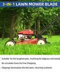 One Pack Mulching Blade For MTD Cub Cadet Troy-Bilt 21 Inch Deck Lawn Mower Replacement 742-0741A 942-0741A 742-04100 shown installed on mower