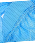 Close-up of blue anti static work caps showing breathable polyester mesh and flexible design for comfort and protection.