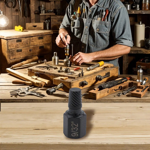 Rock Solid 10 Piece Screw Extractor Set for Stripped Bolts and Broken Fasteners with Left Hand Drill Bits to Pop Out Rusted Stuck Hardware Like A Boss Fast, 9/32 inch extractor