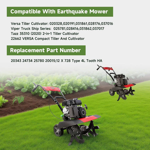 Rear Tine Tiller Drive Belt Replacement for Earthquake Versa Tiller Cultivator with 99cc engine in garden setting.