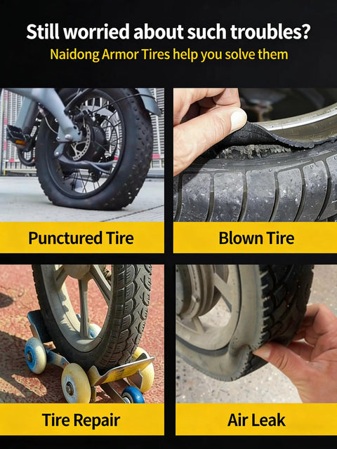 Comparison of punctured, blown tires vs. 20x4 Fat Bike Tire With Beefed Up Armor Protector And Inner Tube For E Bikes.