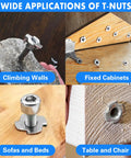 Twenty Pack 5/16-18 Tee Nuts 304 Stainless Steel Four Pronged For Wood Cabinetry Furniture And Rock Climbing Holds applications