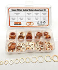 Get Solid 200 Pcs Copper Crush Metric Washer Assortment Kit Sizes M5 To M14 For Car Engine Repair And Motorcycle Maintenance Heat Proof Seals That Handle Vibration Like A Boss No Flex Rust Proof Gold Shine Builds Secure Holds. Copper washer kit in organizer case