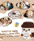 Mini Coffee Cup Thank You Gift For Coworkers, Teachers, Nurses, Bosses And Friends, Handmade Crochet Desk Decor