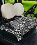 Universal Golf Cart Seat Covers And Towel Blanket 51x31 Inches In Black And Grey on golf cart seat with gear pattern.