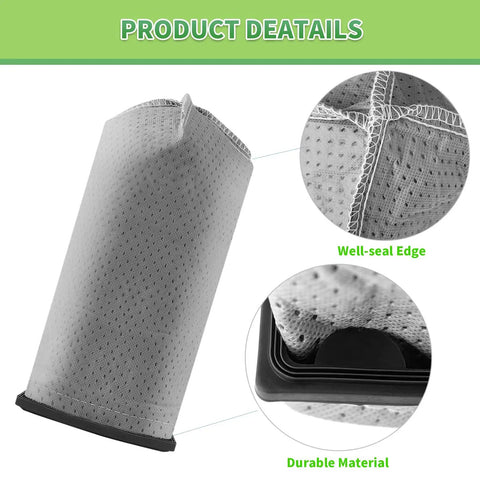 Close-up of 4 Pack Cloth Vacuum Bags Replacement for Porta Power Swingette S1015 S1029 CH30000 showing well-sealed edge and durable material