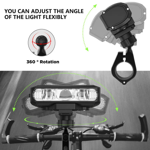 Beefy 1200 Lumen USB C Rechargeable Bike Light for Night Riding with 360 Degree Rotatable Aluminum Headlight 4 Modes IPX4