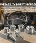 Heavy Duty Ratchet Knockout Punch Kit Includes Four Precision Dies For 1/2 To 1 1/4 Inch Electrical Conduit and Panel Hole Cutting showcased in sturdy PE case.