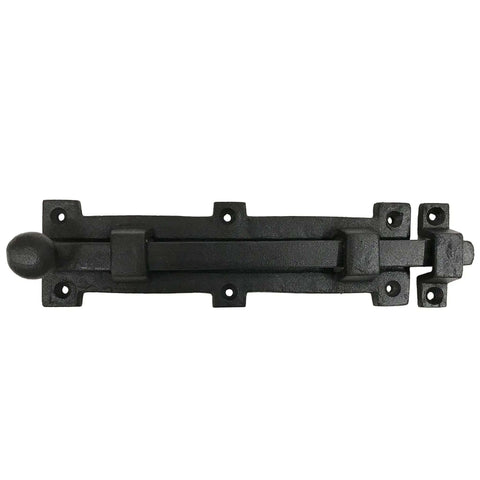 Vintage Black Wrought Iron 8 Inch Slide Door Bolt Latch for Barn Doors and Gates, Antique Reproduction Decorative Iron Door Latch