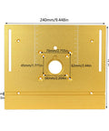 Heavy Duty Aluminum Trimming Flip Plate With Smooth Milling Guide Table Insert For Rock Solid Woodworking Router Lift Mount, 240x200mm.