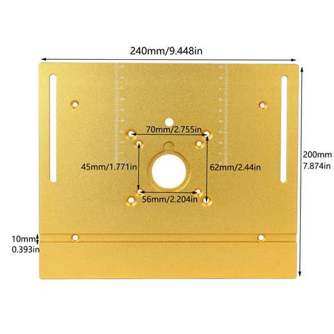 Heavy Duty Aluminum Trimming Flip Plate With Smooth Milling Guide Table Insert For Rock Solid Woodworking Router Lift Mount, 240x200mm.