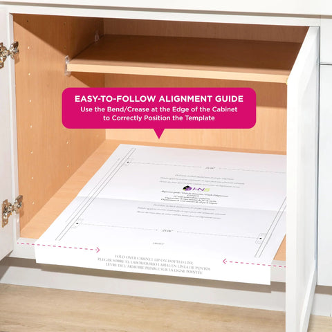 Easy-to-follow alignment guide for installing Heavy-Duty Cabinet Organizer With Pull-Out Drawer For Pots And Pans