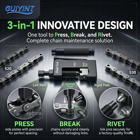 Motorcycle Chain Rivet Tool Replacement For Motion Pro PBR Chain Tool 08 0470 with innovative press, break, rivet design.