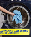 Hand placing Microfiber Cleaning Cloth Bundle 14 By 14 Inches Blue Pack Of 24 Washable And Reusable in washing machine