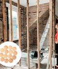 Wooden Screw Hole Plugs For Furniture Easy Install No Fuss Decorative Covers 50 Pack, shown in a home renovation scene