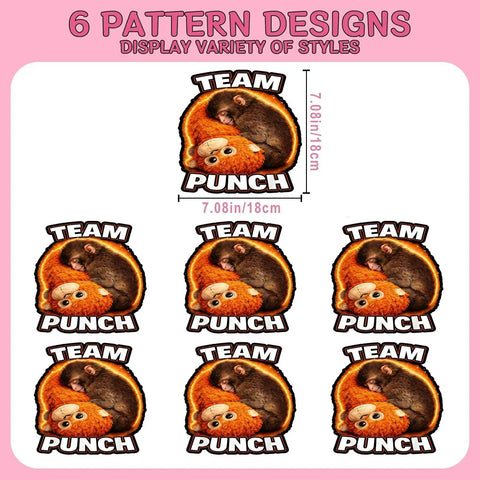 Six Pack Adorable Monkey Punchs Baby Graphic Team Punchs Big Love Gifts DTF Transfers For DIY Tees 7x7 Washable Decals