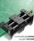 Manual Linear Stage With 75mm Rail Guide Sliding Table In Aluminum Alloy Body with Laser Marked Scale on green grid surface