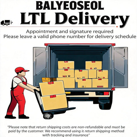 Delivery notice for LTL shipping showing worker with hand truck loading boxes from truck.