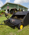 40 Inch Tow Behind Lawn Sweeper With Dethatcher And Hamper Windscreen 2 In 1 Dethatch And Sweep For Quick Yard Cleanups