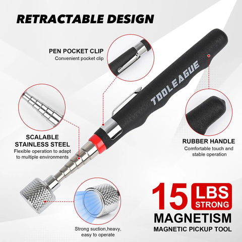 17 Inch Rolling Magnetic Sweeper With Wheels And Telescoping Adjustable Handle 10Lb Magnet Roller Magnetic Foldable Tray 15Lb Pickup Pen 3 Piece Magnet Sweeper Set For Quick Metal Cleanup