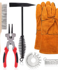 7 Piece 10 Inch Welding Tool Set With Scratch Wire Brush Slag Remover Hammer And Pliers Metal Sheet Thickness Gauge Round Dual Sided Wire Gauge