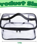 4 Pack Black Clear Toy Storage Bags With Zipper 9.4 By 6.7 By 4.3 Inches Transparent PVC Organizer Pouches front view