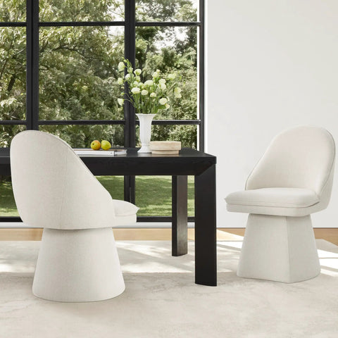Swivel Dining Chair Set Modern Upholstered Linen Seat With Comfy Cushioned Comfort And 360 Degree Spin for dining room