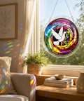 Dove Acrylic Sun Catcher Puzzle Kit For Doors Garden And Window Hanging, 7.4 inch clear sun catcher displayed in a sunny window.