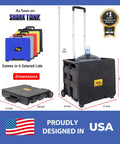 Quik Cart Collapsible Rolling Crate On Wheels For Teachers And Pros, 80 Pounds Capacity with telescoping handle and multiple lid colors