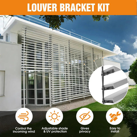 Sunblind Deck System Black Louver Hardware Kit With Stainless Steel Adjustable Brackets For Outdoor Patio Shade Pergola All Weather Rust Resistant 4 Pack Easy Install Durable Outdoor Patio Blinds