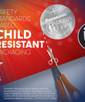 Premium CR2025 3V Lithium Coin Cell Batteries Four Pack with child resistant design packaging featuring cutting scissors.